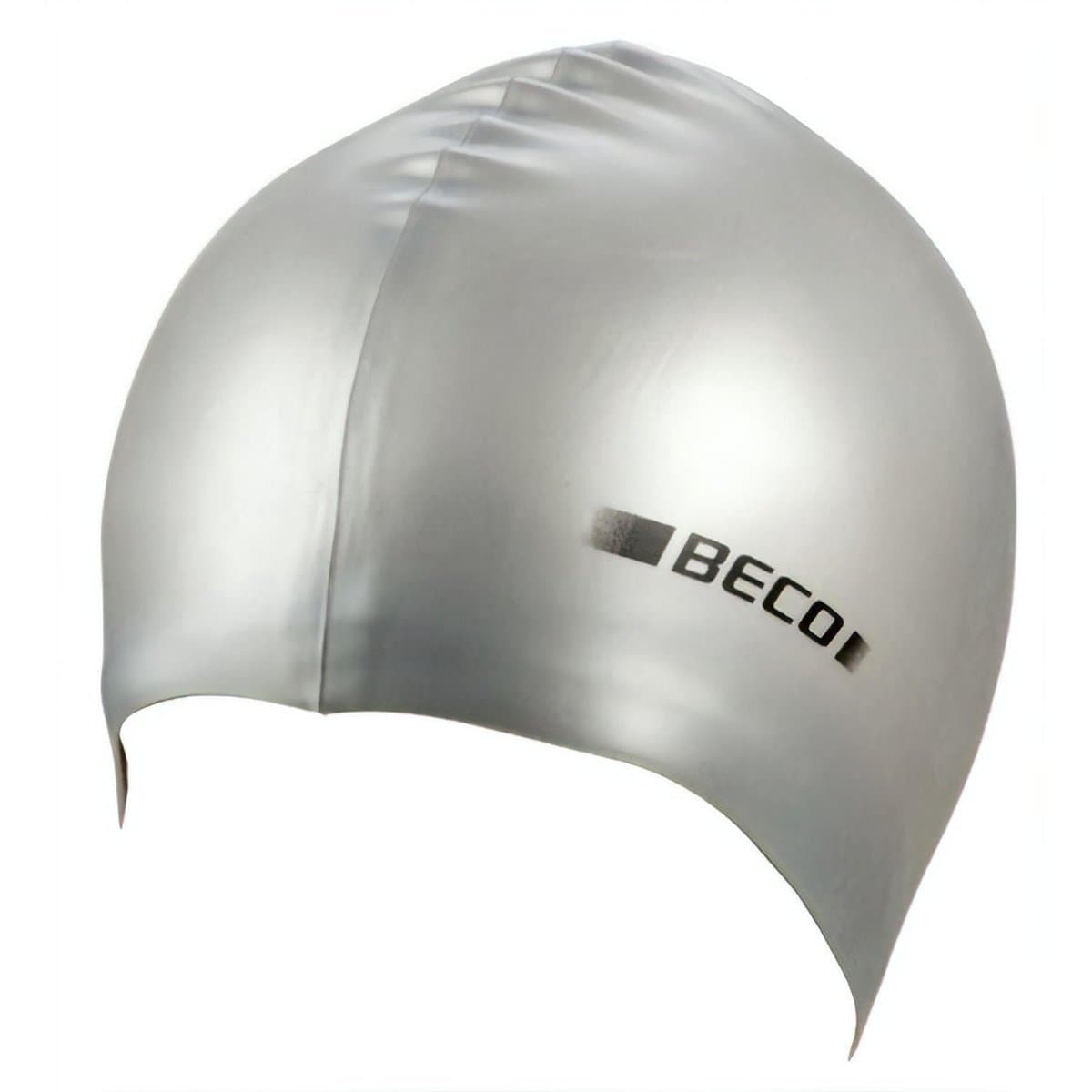 Bonnet de bain en silicone argenté Beco pour la natation, étanche et confortable.