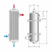 Échangeur de chaleur vertical pour le chauffage de piscine.