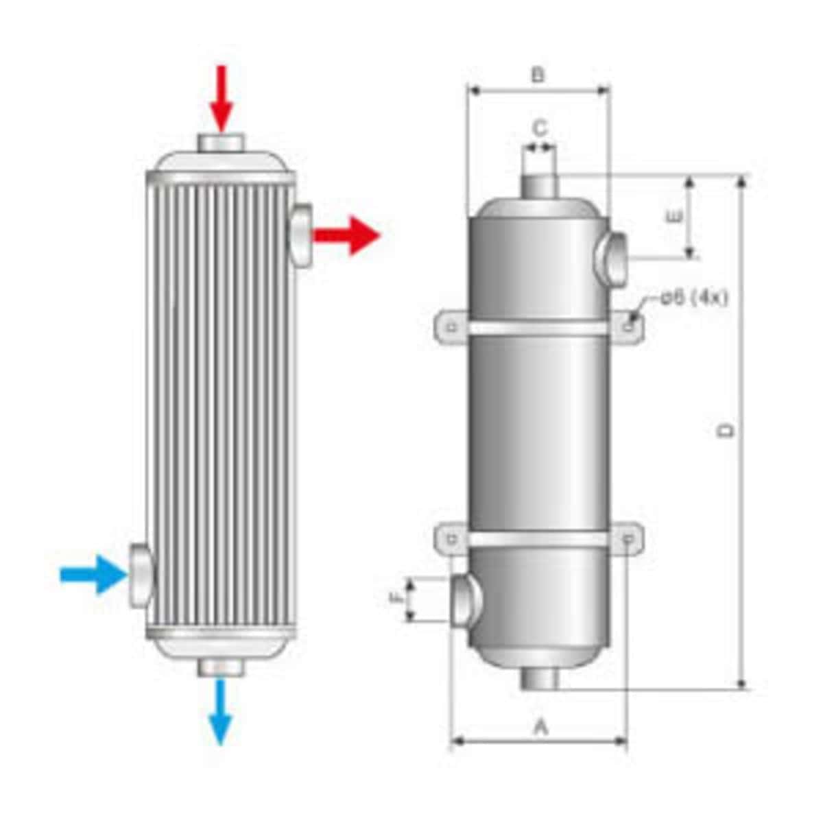 Échangeur de chaleur vertical pour le chauffage de piscine.