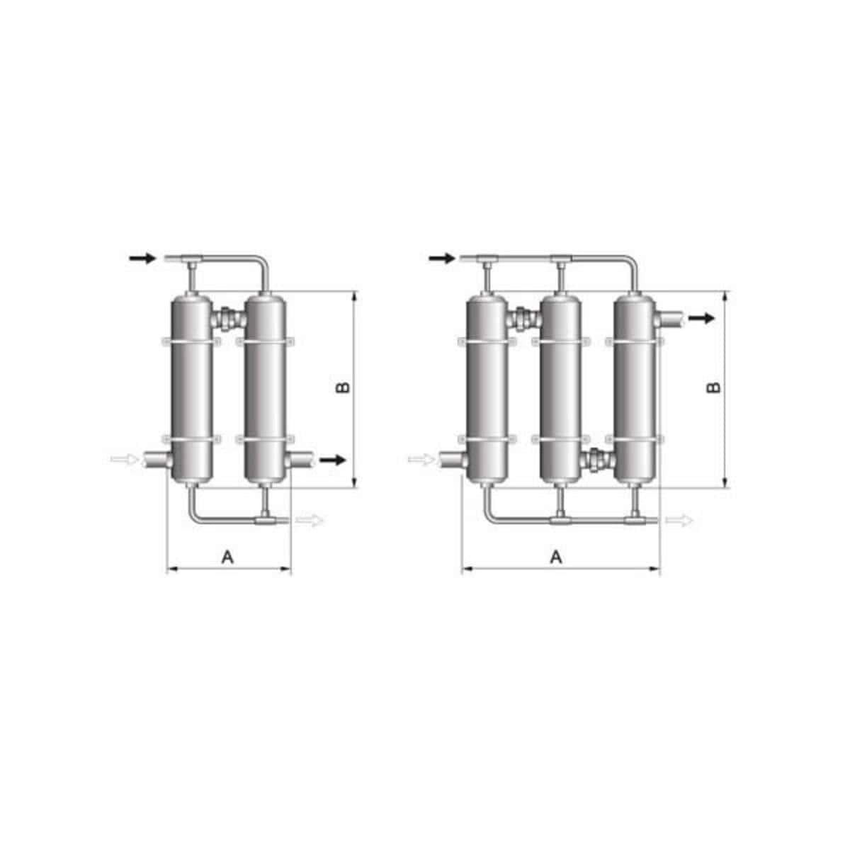 Échangeur de chaleur à installation verticale pour le chauffage de piscine, MF200/60kW.