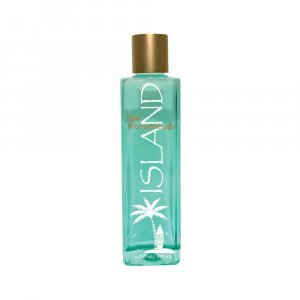 Spray d'aromathérapie Piscine.shop avec design d'île tropicale.