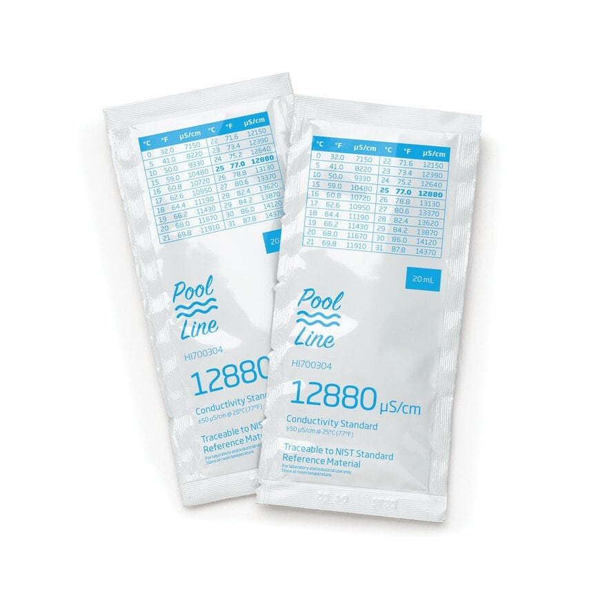 Liquide d'étalonnage pour testeurs d'eau, 12880 µS/cm, emballage de 20 ml.