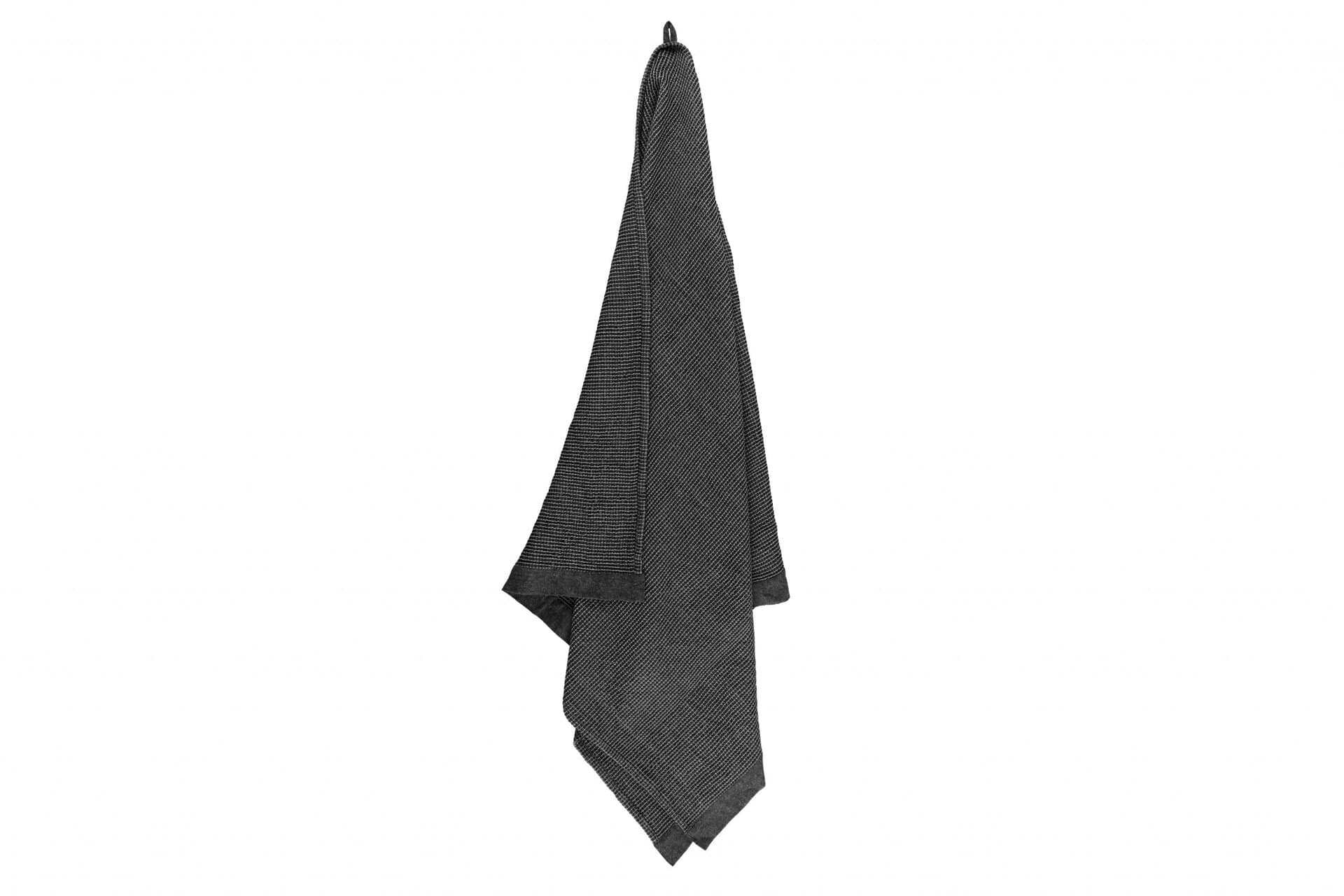 Serviette de sauna noir/gris 90x180 cm, fabriquée en matériau doux et absorbant, idéale pour une utilis