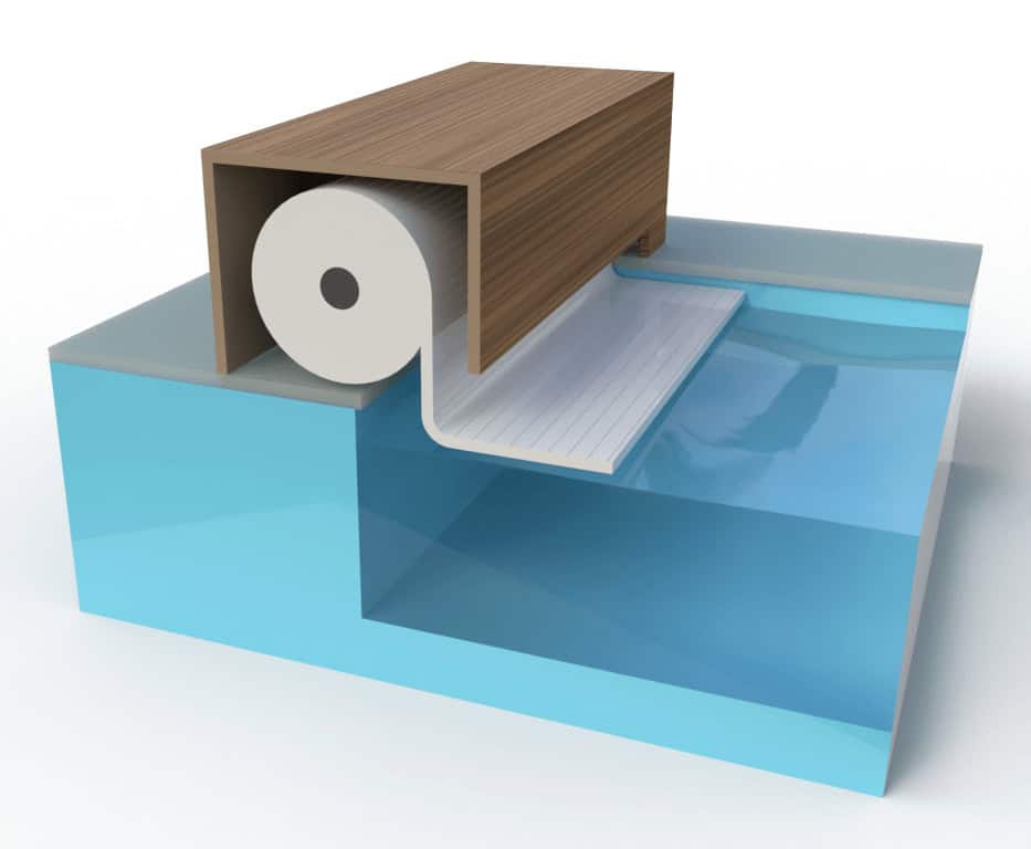 Lamelles de volet roulant pour la protection et l'entretien de la piscine.