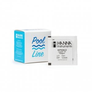Kit de test pour le cuivre libre dans l'eau de piscine, 25 tests, réactifs Pool Line.