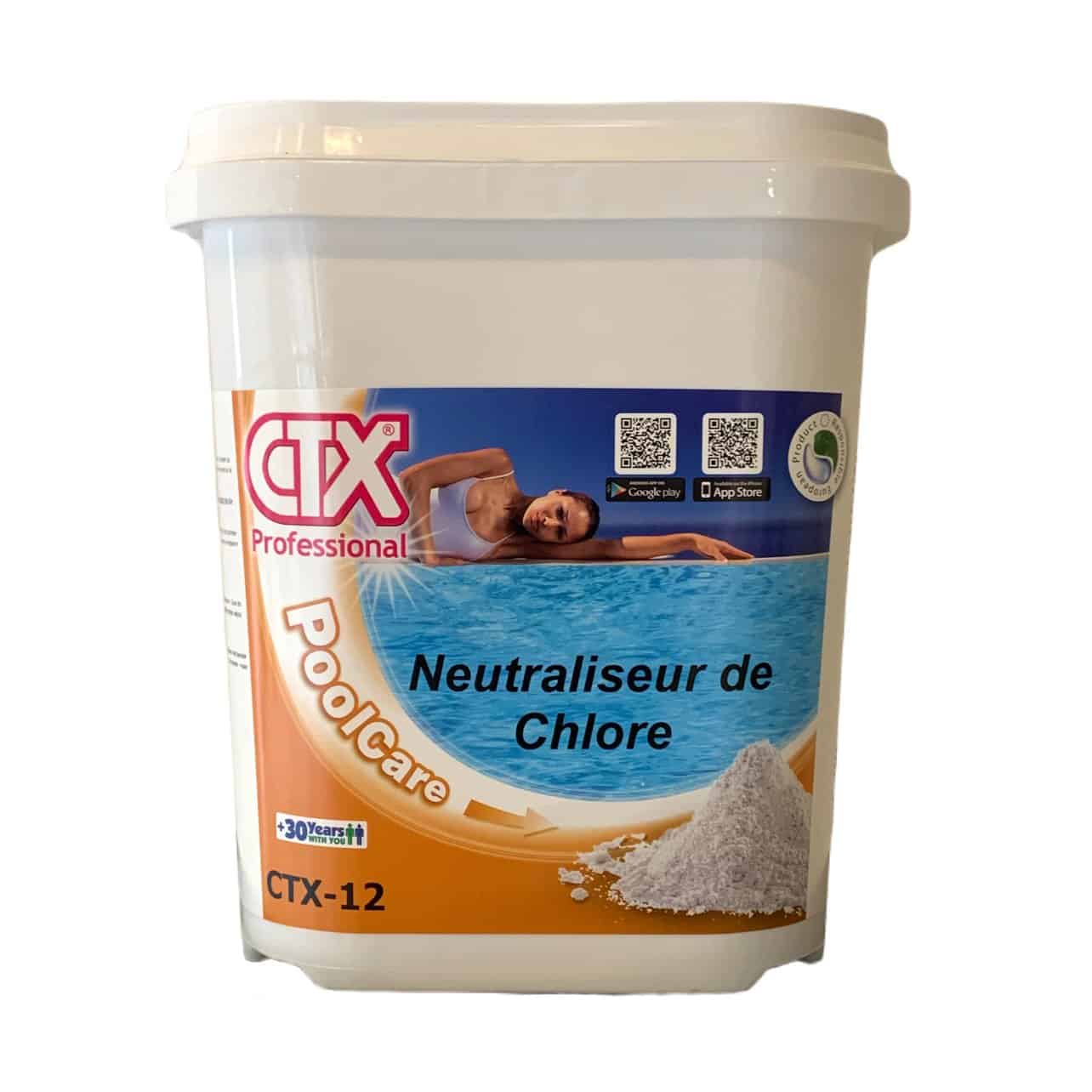 Neutralisant de chlore en seau pour le nettoyage de piscine, 6kg, CTX-12.