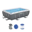 Piscine Bestway Power Steel robuste avec pompe de filtration et accessoires.
