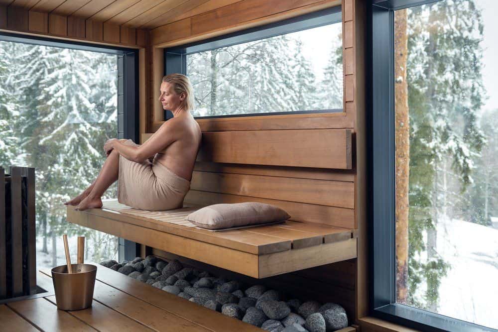 Seau de sauna Rento Design avec finition couleur champagne pour la détente.
