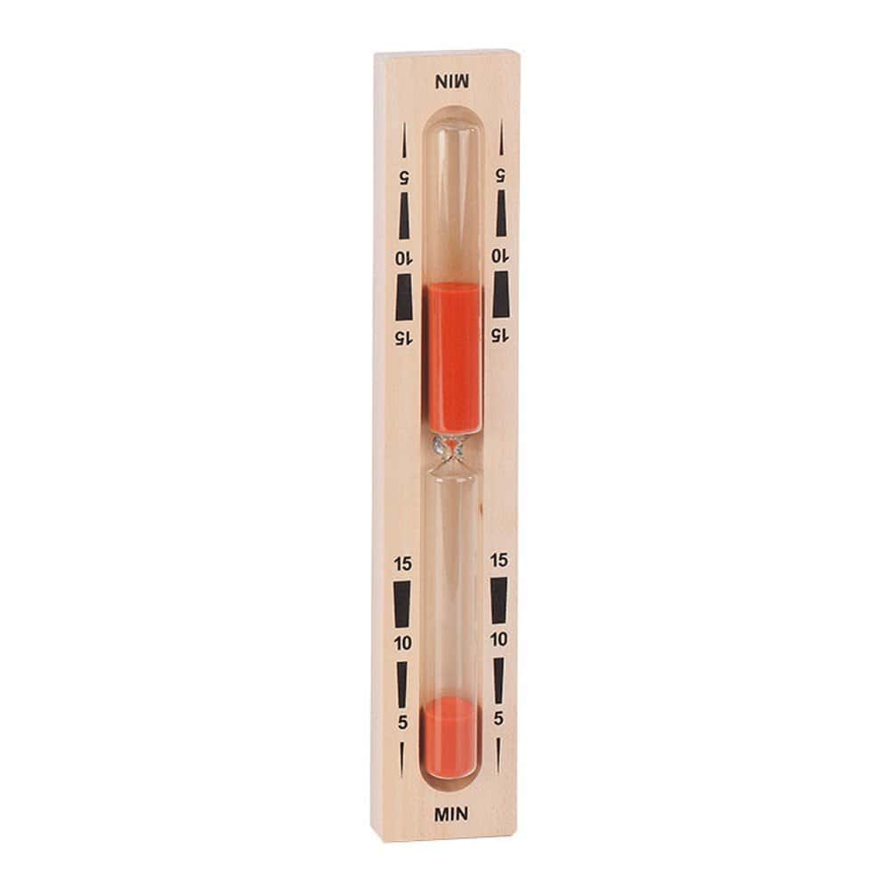 Sablier pour sauna, couleur rouge, cadre en bois, mesure du temps précise.