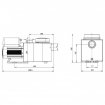 Conception technique d'une pompe de piscine avec dimensions et spécifications. Convient aux installations de piscine.