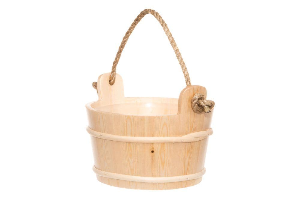 Seau de sauna en bois avec poignée en corde pour remplir le sauna, fabriqué en bois d'épicéa pour une authen.