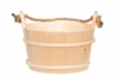 Seau de sauna en bois d'épicéa avec poignée en corde pour sauna et bien-être.
