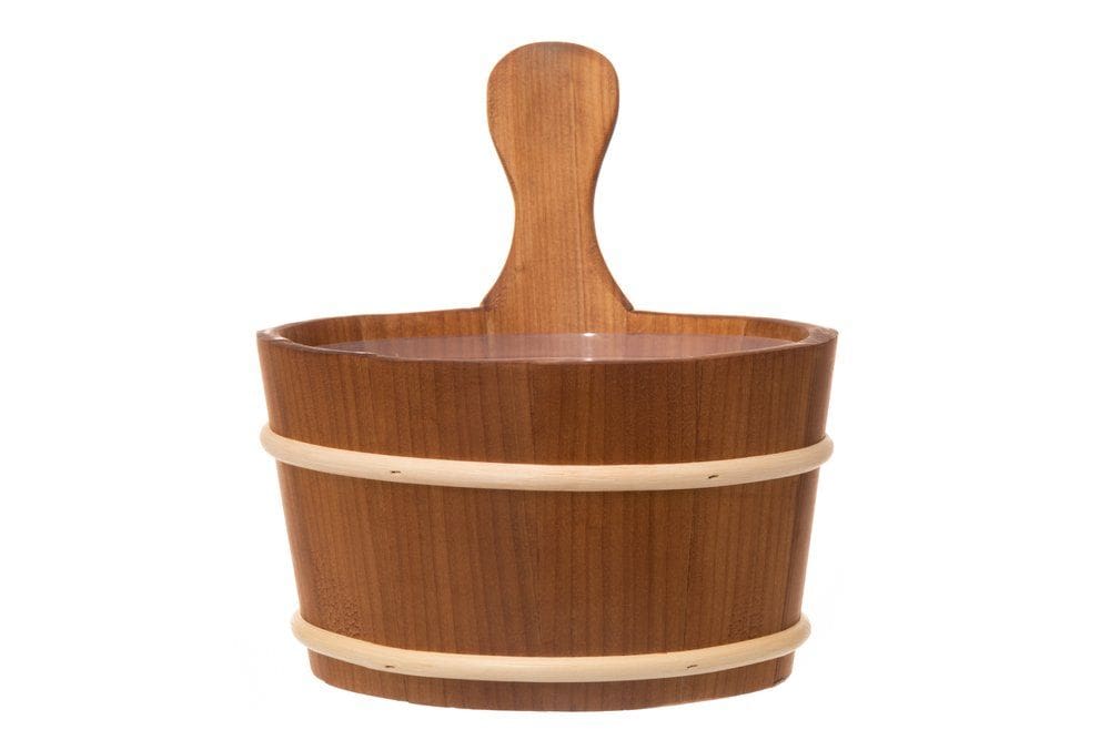 Seau de sauna en bois en bois d'aulne thermotraité pour sauna.