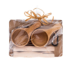 Set de couverts de camping pour deux personnes, avec cuillères et couteaux en bois, en coffret cadeau.