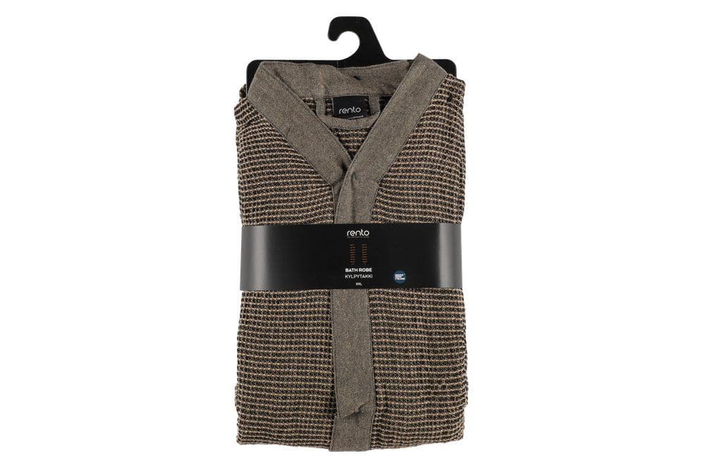 Peignoir Rento Kenno XXL en noir et beige, confortable et chaud pour un usage domestique.