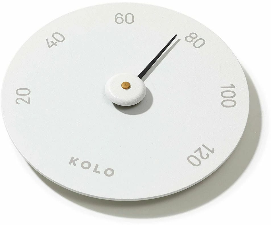 Thermomètre de sauna KOLO en blanc pour mesurer la température.