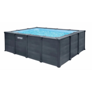 Piscine Intex Graphite Grey Panel avec pompe à filtre à sable et accessoires, idéale pour la détente estivale.