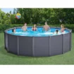 Piscine Intex Graphite Grey avec pompe à filtre à sable, adaptée à la famille, 478x124 cm, facile à installer.