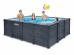 Piscine Intex Graphite Grey Panel avec pompe à filtre à sable et accessoires.