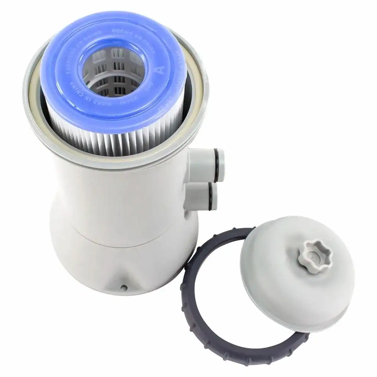 Pompe filtrante Intex C530 pour piscine, 2271 l/heure, filtre et bouchon d'obturation inclus.