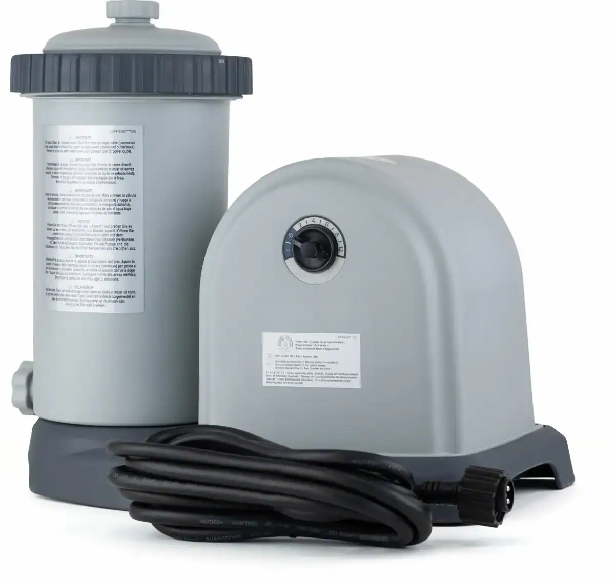 Pompe filtrante Intex C1500 pour piscine, 5678 litres/heure, économe en énergie et facile à installer.
