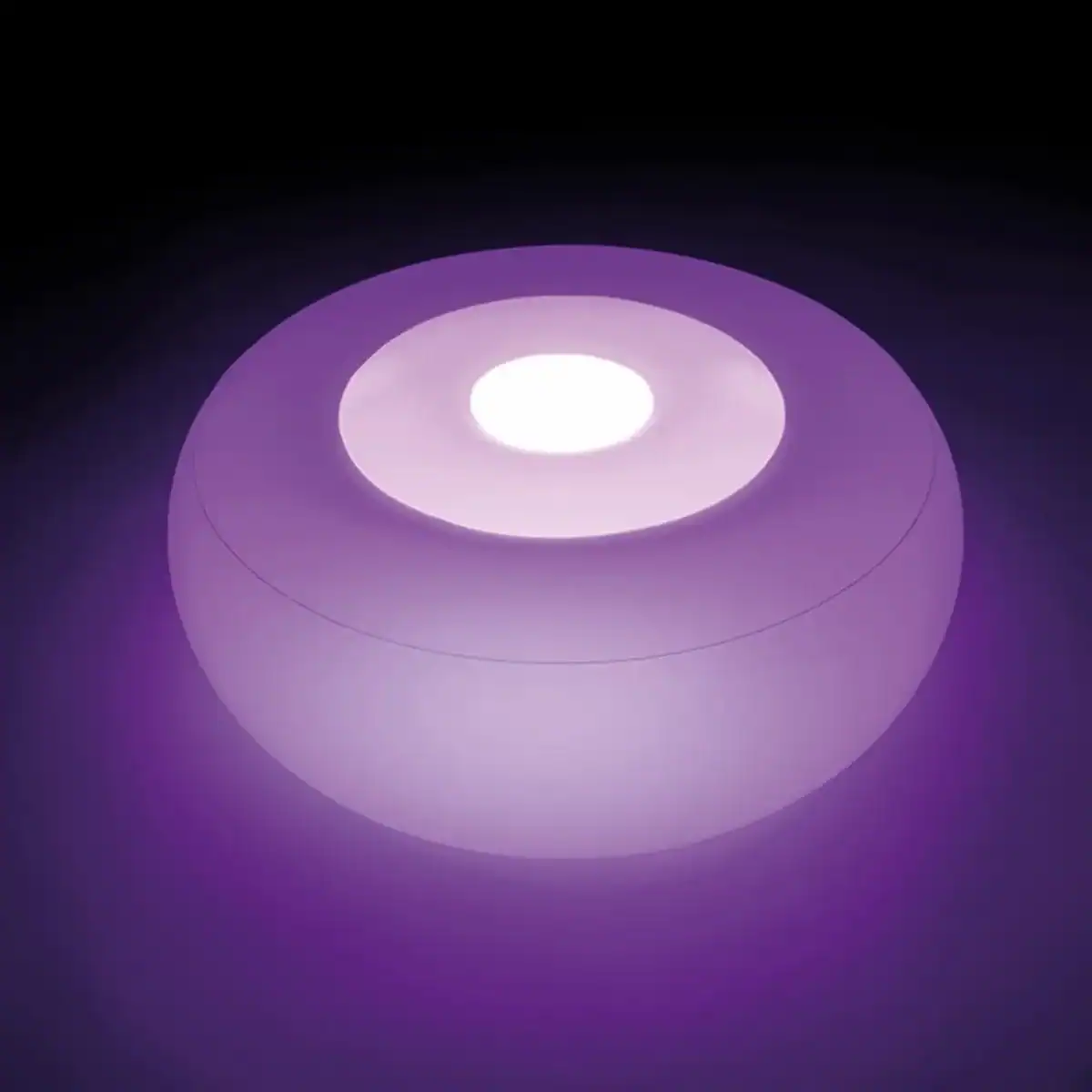 Pouf gonflable LED avec effet d'éclairage coloré pour l'intérieur et l'extérieur.