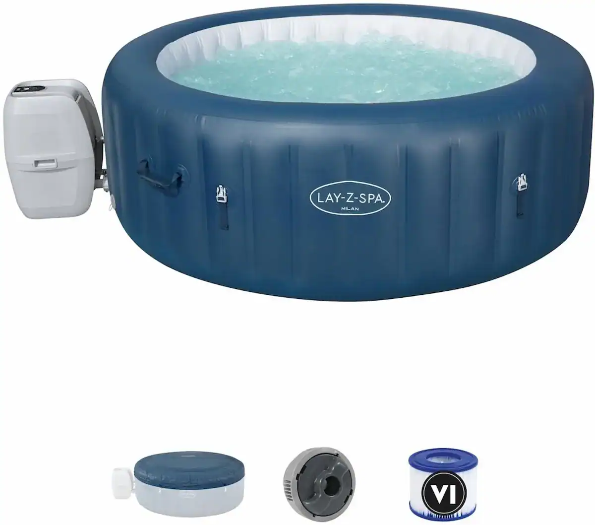 Spa gonflable Lay-Z Spa Milan Airjet Plus avec 6 places assises et jets de massage pour la détente à domicile.