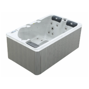 Spa W'eau Hudson 3 personnes avec jets de massage et panneau de commande.