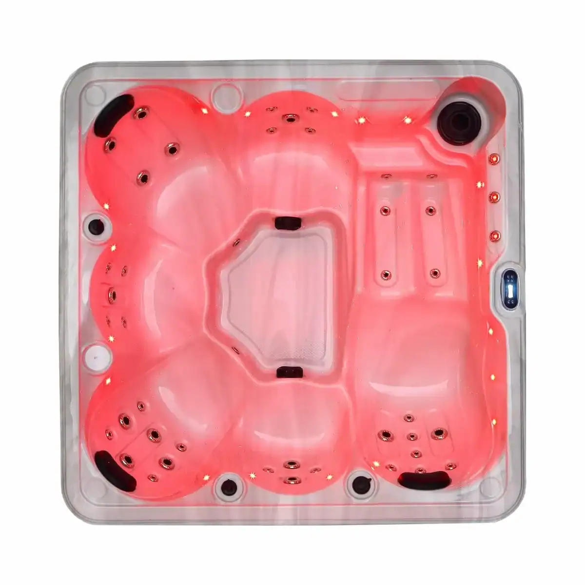 Spa gonflable de luxe avec éclairage LED et jets de massage pour la détente.