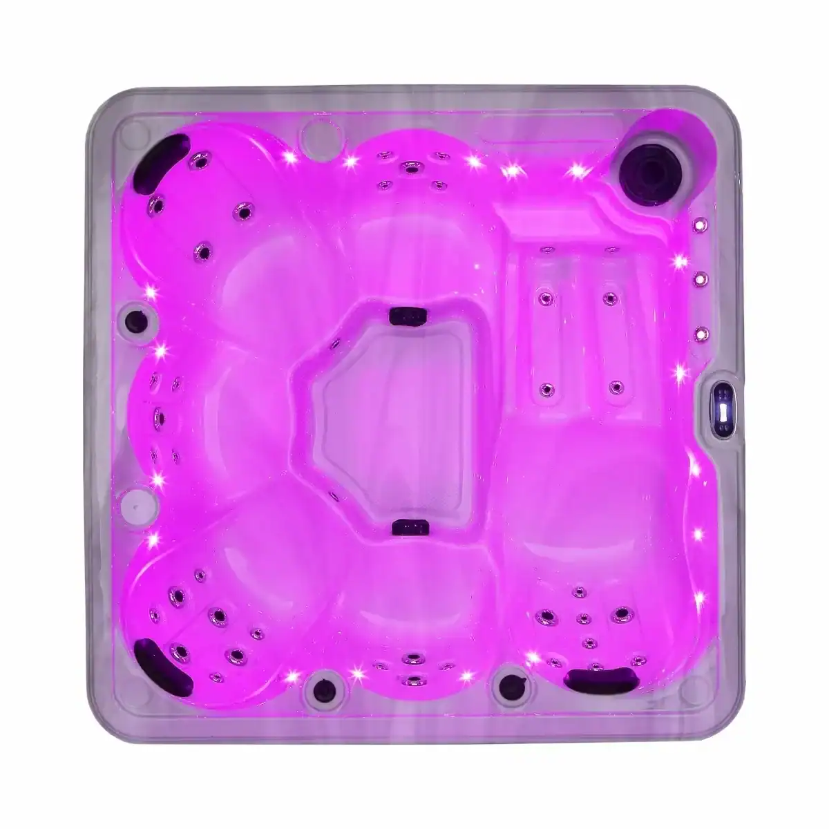 Spa gonflable avec éclairage LED coloré pour la détente.