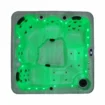 Jacuzzi de luxe avec éclairage LED et plusieurs places assises pour la détente.