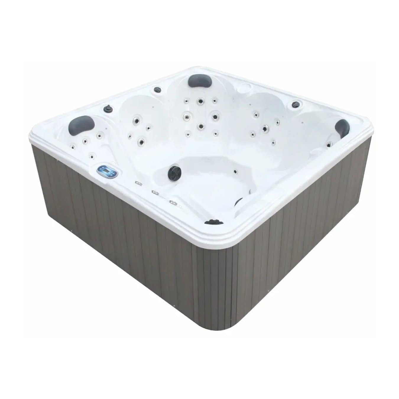 Jacuzzi de luxe avec pompe à chaleur pour détente et confort.