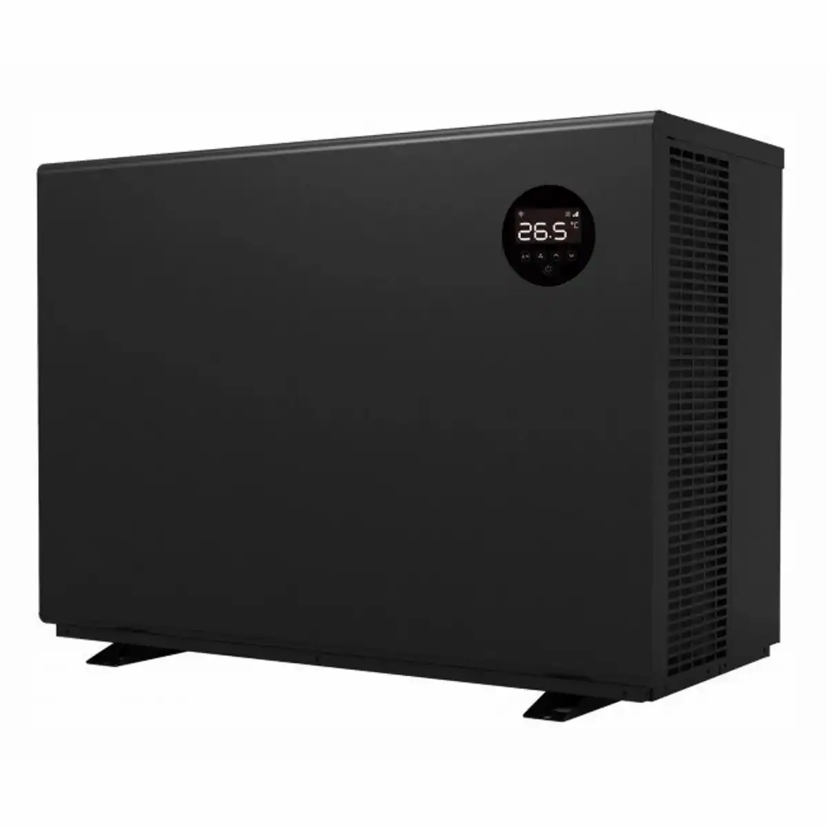 Pompe à chaleur piscine inverter avec écran digital, économe en énergie et silencieuse.