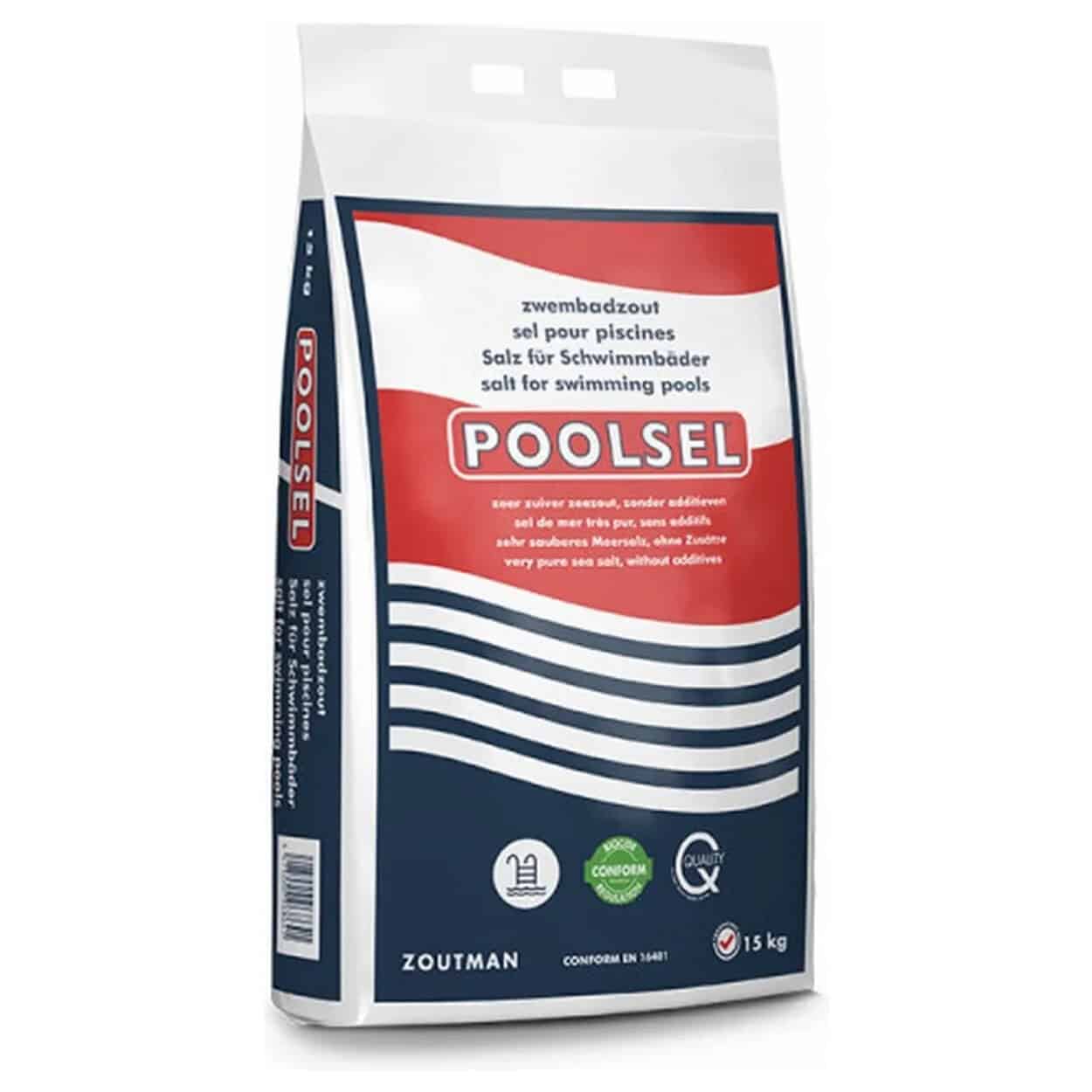 Sel de piscine pour piscines, 15 kg, sans additifs, adapté pour une eau propre et claire.