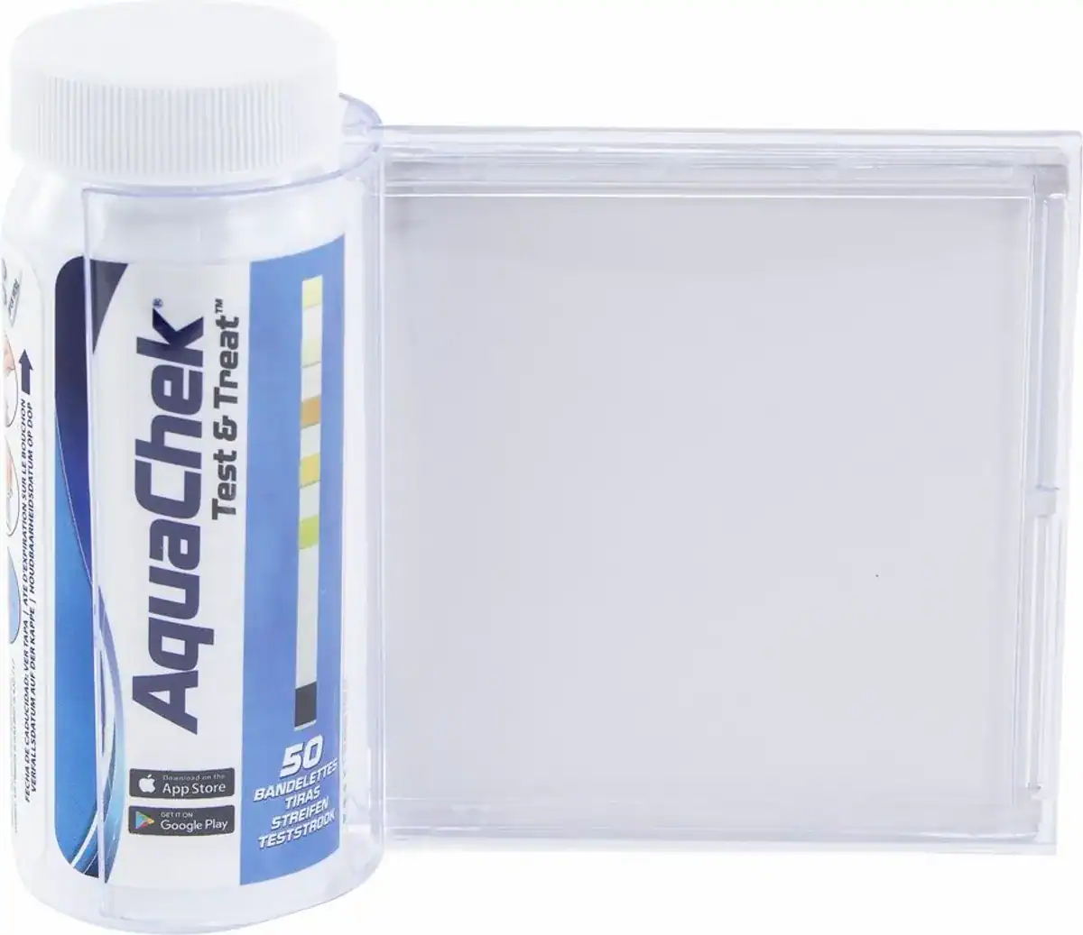 Bandelettes de test AquaChek pour la qualité de l'eau avec application, boîte de bandelettes de test incluse.