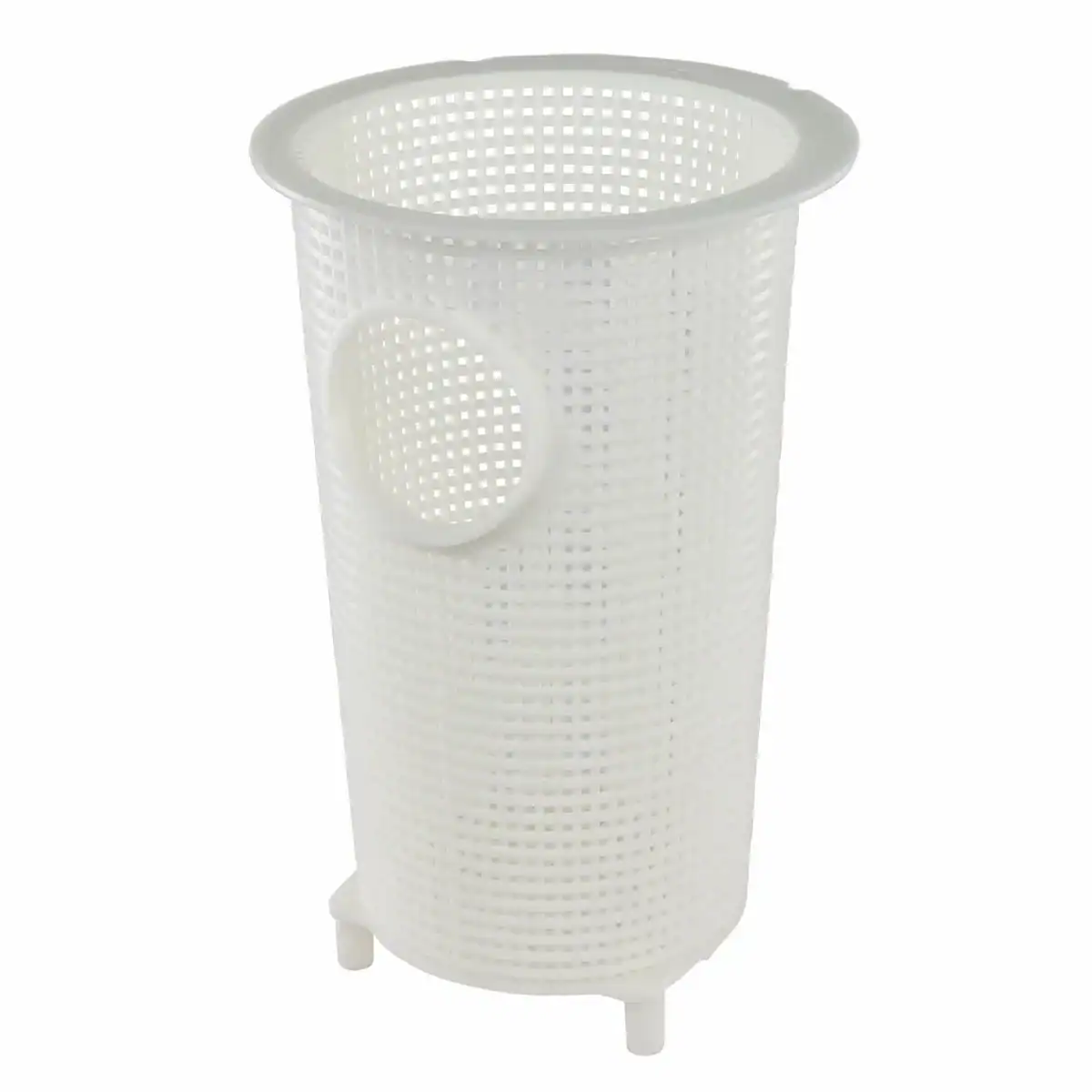 Panier de pompe adapté pour pompe de piscine Mega Pool SB, plastique blanc, trou de ventilation.
