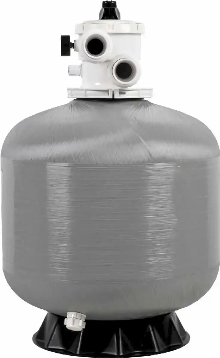 Filtre à sable pour piscines, renforcé de polyester, adapté pour 8m³ d'eau, conception top mount.