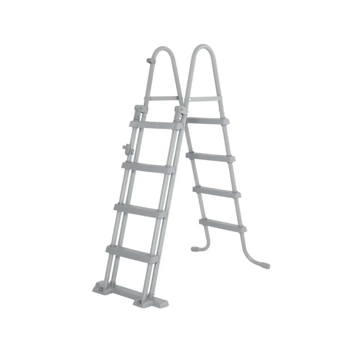 Escalier de sécurité pour piscine, hauteur réglable, marches amovibles pour un accès facile.