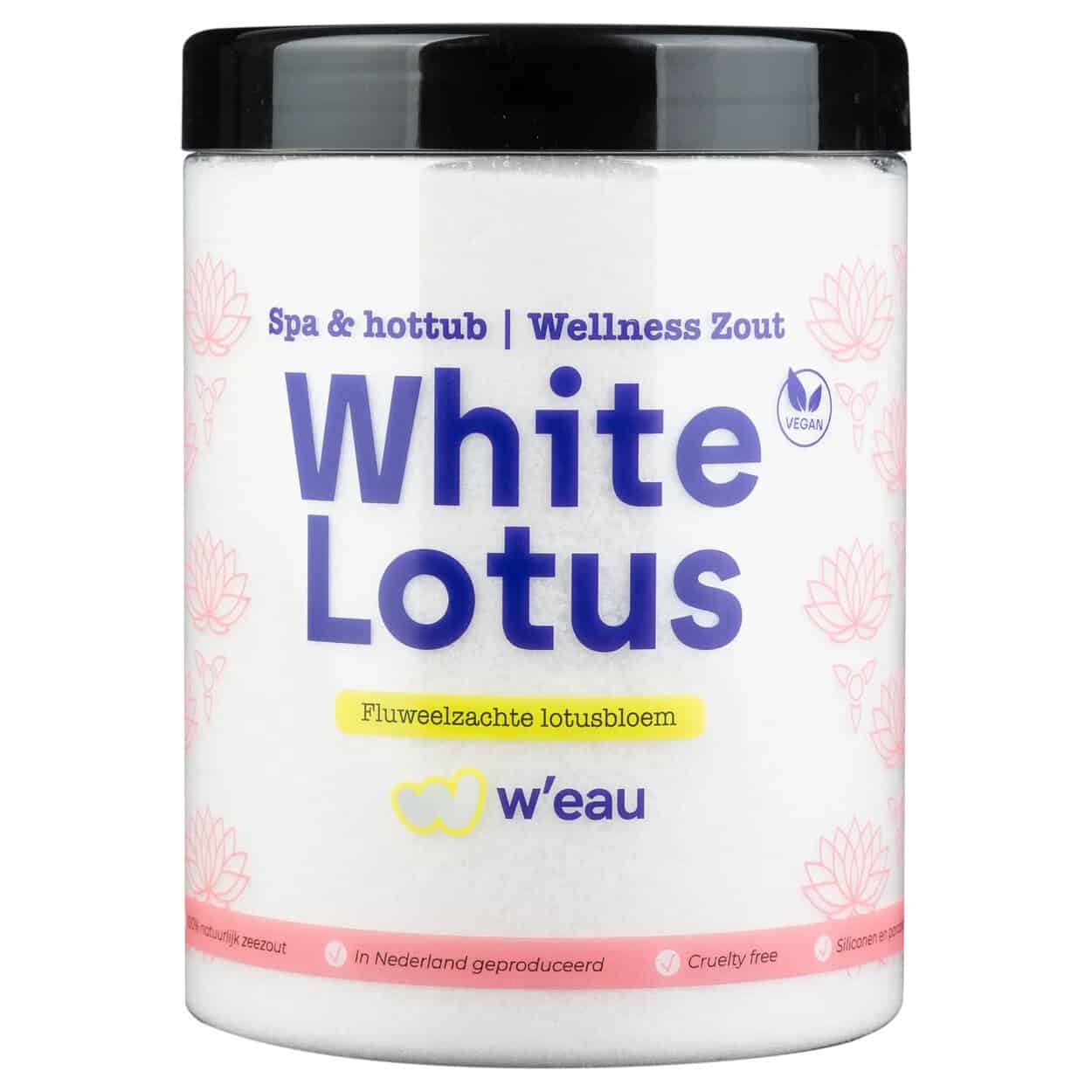 Sel pour spa et wellness, White Lotus, 1250 grammes, adapté aux bains et piscines.