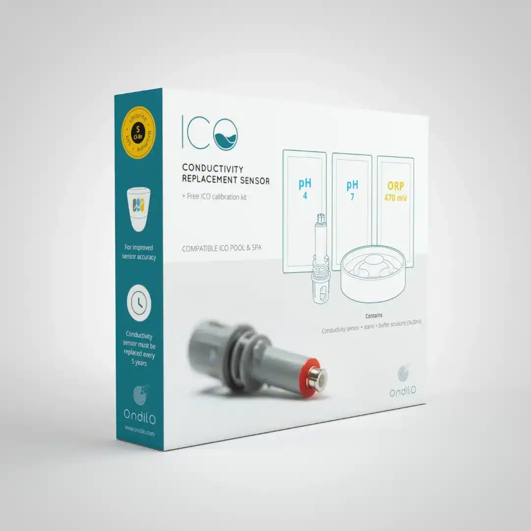Capteur de conductivité ICO pour piscines et spas, remplace les anciens capteurs et améliore la qualité de l'eau.