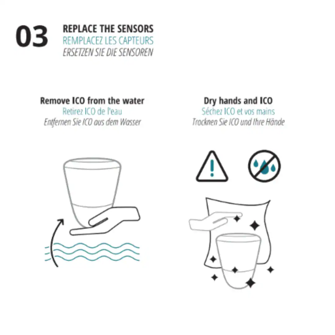 Capteur d'eau salée Ondilo ICO pour le contrôle de l'eau de piscine.