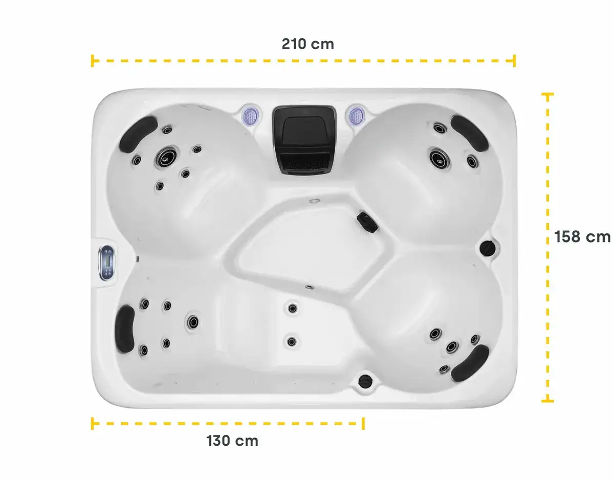 Spa avec 4 places assises et jets de massage pour la détente.