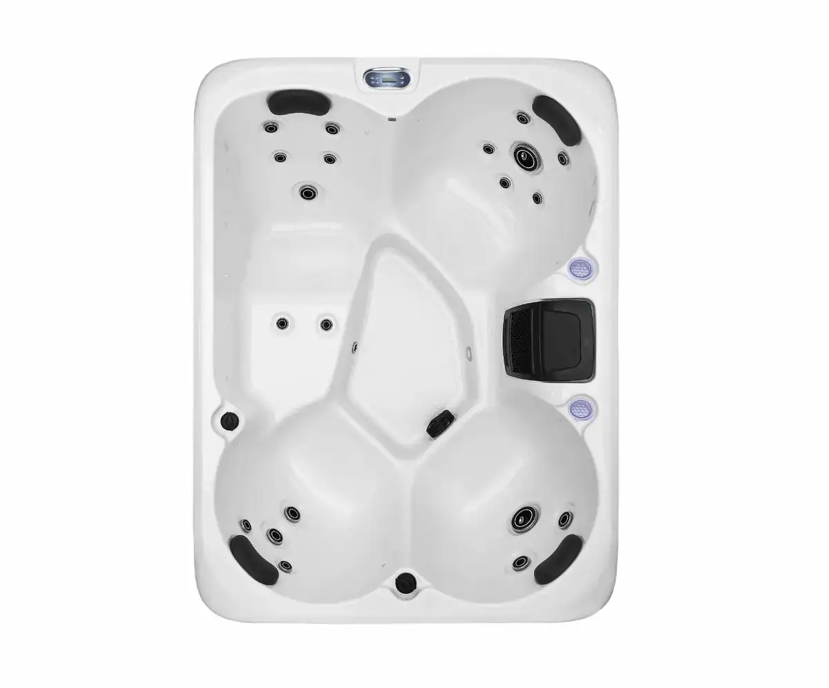 Spa de luxe pour 4 personnes avec jets de massage et places assises confortables.