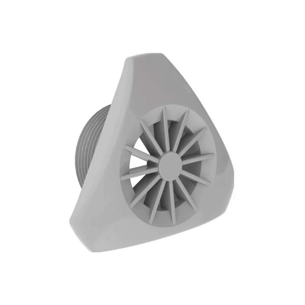 Grille pour bouche d'aspiration murale en gris, adaptée aux systèmes de ventilation de piscine.