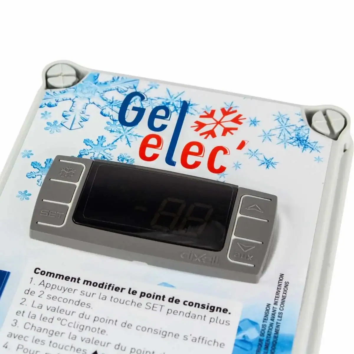 Protection antigel numérique pour piscines avec écran et boutons de commande.