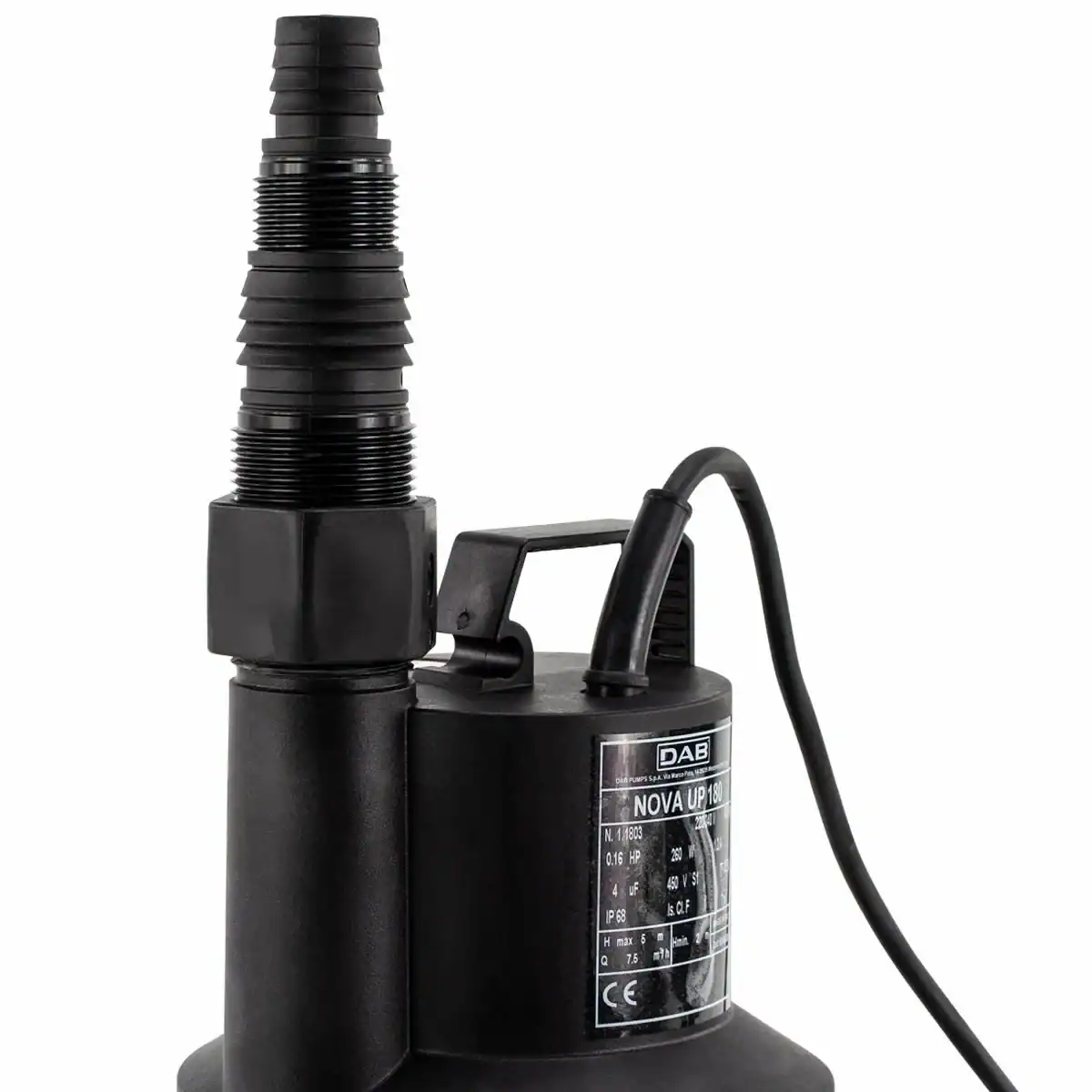 Pompe submersible DAB Nova Up 180 M-NA pour systèmes de pompage d’eau et irrigation de jardin. Évacuation d’eau efficace et dura.