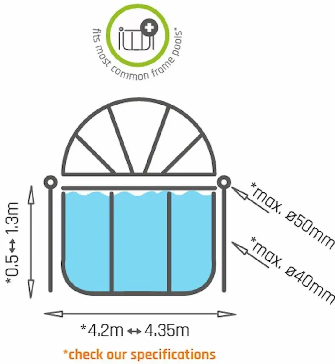 Bâche d'abri Exit ECO ronde 427 cm - universelle.