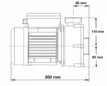 Pompe de circulation pour spa de 0,33 CV, conception compacte, 300 mm de long.