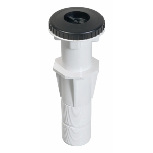 Prise balai Aquareva noire pour le nettoyage de piscine, traversée de paroi pour une évacuation optimale de l'eau.