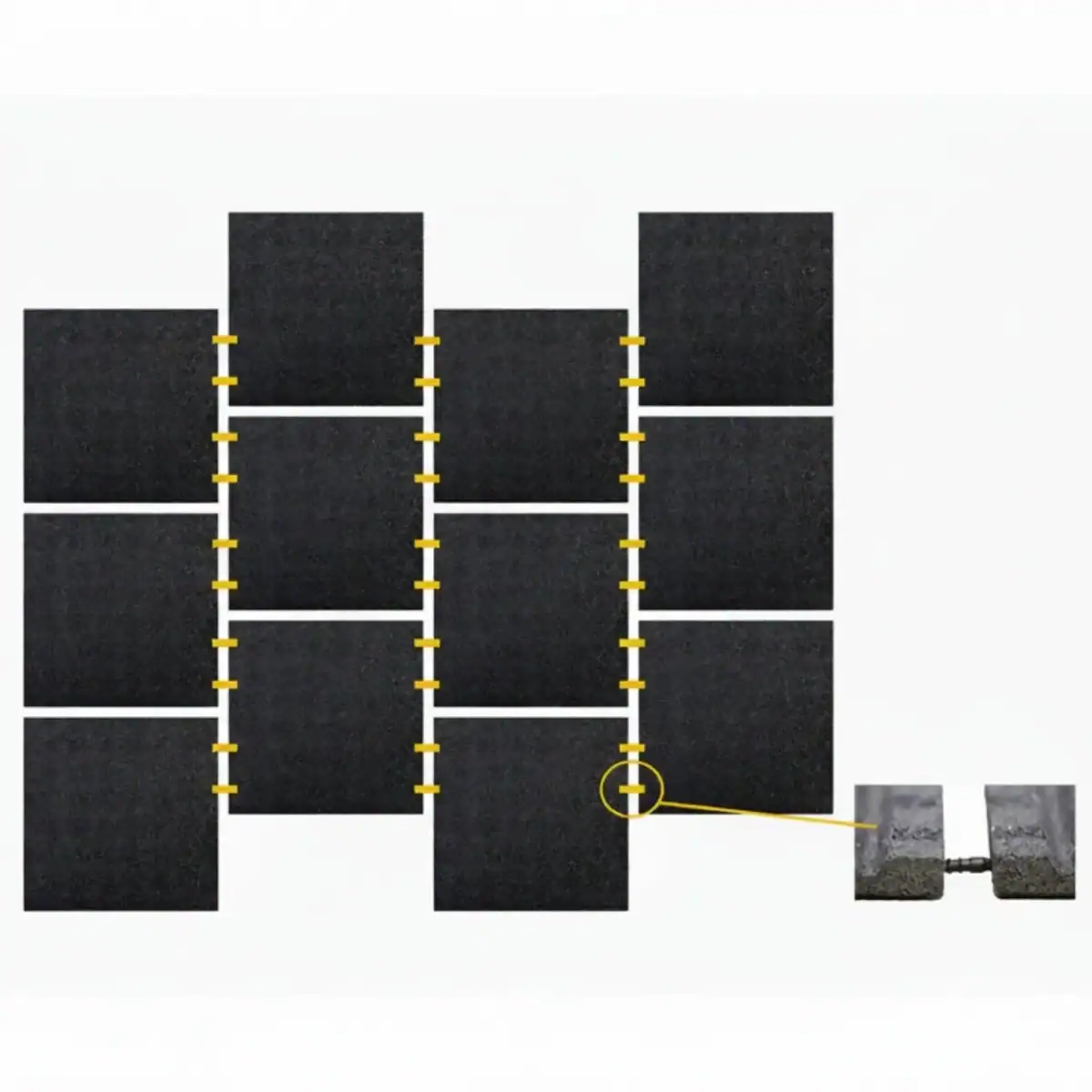 Dalles caoutchouc noires pour spa, 2x2 mètres, adaptées au confort en piscine.